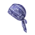 Lila Piratenhut mit Paisleymuster, elastisches Kopftuch für Sport und Mode-Accessoire - Einheitsgröße / Marineblau