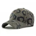 Modieuze versleten baseballpet met zwarte graffiti-print op grijze stof - Stijl 3 / Zwart