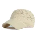Berretto da baseball in maglia traforata beige da donna cappello estivo traspirante sole - Adatto per circonferenza testa circa 54-58cm / Khaki chiaro