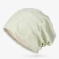 Distressed knit slouchy beanie in light green with breathable ripped design - One Size / Ripped / Light Green