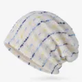 Stylish striped thin breathable slouchy beanie hat for women spring summer fashion - One Size / Rainbow Striped / Blue