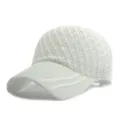 Berretto da baseball in maglia traforata bianca traspirante per la protezione solare - Adatto per circonferenza testa circa 54-58cm / Motivo a Rombi - Bianco