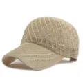 Berretto da baseball in maglia beige traspirante per la protezione solare estiva - Adatto per circonferenza testa circa 54-58cm / Motivo a Rombi-Beige