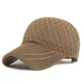 Berretto da baseball in maglia traforata traspirante da donna color kaki protezione solare - Adatto per circonferenza testa circa 54-58cm / Motivo a Rombi-Cachi Scuro