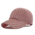 Berretto da baseball in maglia rosa traspirante da donna protezione solare estiva - Adatto per circonferenza testa circa 54-58cm / Motivo a Rombi - Rosa