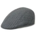 Classic grey striped wool newsboy cap with warm winter lining for men and women - One Size - Fits 56-58cm Head Circumference / Gray Striped