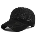 Berretto da baseball in maglia a rete nera traspirante per la protezione solare estiva. - Adatto per circonferenza testa circa 54-58cm / Motivo a rombi-Nero