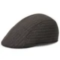 Vintage striped flat cap for men and women in dark brown wool blend for autumn winter - One Size - Fits 56-58cm Head Circumference / Coffee Striped