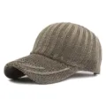 Berretto da baseball in maglia traspirante marrone metallizzato per protezione solare - Adatto per circonferenza testa circa 54-58cm / Strisce Verticali-Caffè Chiaro