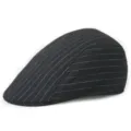 Classic black pinstriped woolen newsboy cap for autumn and winter outdoor style - One Size - Fits 56-58cm Head Circumference / Black Stripe