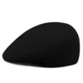 Classic black wool ivy cap with a warm retro felt texture for winter - One Size (56-58cm) / Pure Wool (No Drawstring) / Black