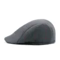 Vintage gray plaid houndstooth newsboy cap for winter warmth with classic flat brim - Adult M 56-58cm / Dark Gray Fine Plaid