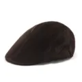Classic vintage dark brown corduroy beret hat with striped texture for autumn and winter - One Size / Coffee
