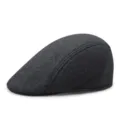 Classic dark gray wool blend flat cap for men and women, warm winter ivy cap SKU view - One Size - Fits 56-58cm Head Circumference / Solid Dark Grey