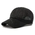 Cappello da baseball da donna nero in maglia traspirante con rete traforata per sole - Adatto per circonferenza testa circa 54-58cm / Fiocco Incrociato Nero
