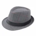 Elegante cappello fedora a quadri grigi con fascia nera classica per uomo e per donna - Quadri Grigio Scuro / Adatto Testa 56-58cm