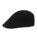 Classic retro black corduroy beret for men and women, versatile autumn winter flat cap - One Size / Black