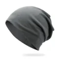 Dark grey cotton slouchy beanie knit hat for autumn winter casual wear - One Size / Dark Grey - With Back Seam