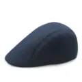 Classic navy blue wool flat cap newsboy hat for stylish autumn and winter warmth - Plain Dark Blue