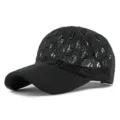 Elegante berretto da baseball in maglia traforata nera da donna protezione solare - Adatto per circonferenza testa circa 54-58cm / Rete a Rombi-Nero