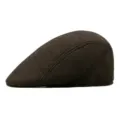 Classic brown herringbone newsboy flat cap for men with retro British ivy style - Adult One Size 56-58cm / Black & Dark Coffee Herringbone
