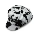 Stylish plush cow print newsboy hat for women, vintage warm winter baker boy cap - Adult Free Size (56-58cm) / Black and White Cow Pattern