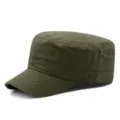 Legergroene militaire pet met platte bovenkant voor heren en dames zonnescherm buiten - Legergroen