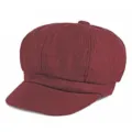 Vintage burgundy wool newsboy cap for women and men, stylish octagonal hat for winter - Adult Free Size (56-58cm) / Burgundy