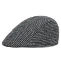 Classic grey melange knit flat cap for men featuring a warm ribbed winter texture - Adult One Size 56-58cm / Style 1-Dark Grey