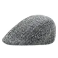 Vintage grey and black herringbone pattern knitted flat cap newsboy hat for men - Adult One Size 56-58cm / Striped Black White