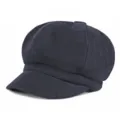 Classic vintage navy blue wool newsboy hat for women with a stylish octagonal design - Adult Free Size (56-58cm) / Navy Blue