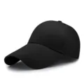 Classic black baseball cap featuring an extended brim for extra sun protection, unisex - XXL Adjustable 62-65cm / Black