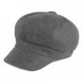 Classic dark grey wool newsboy cap for winter, retro baker boy style in solid color - Adult Free Size (56-58cm) / Dark Gray