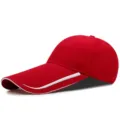 Red baseball cap with an extra-long brim for sun protection and outdoor fishing sports - Adjustable for 55-59cm Head Circumference / Extended Brim Style (BQ319) / Red