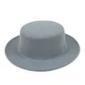 Elegant grey felt flat top boater hat in retro British style - Light Gray