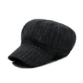 Vintage pinstripe wool newsboy cap in charcoal grey for autumn and winter season wear - Adult Free Size (56-58cm) / Black Stripe