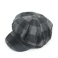 Stylish grey and black plaid wool newsboy baker boy hat for winter fashion warmth - Adult Free Size (56-58cm) / Large Gray Plaid