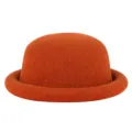 Classic orange wool felt bowler hat with dome top and cute rolled brim fashion design - Fits 56-57cm Head Circumference / Orange Red