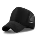 Schwarze Trucker-Mesh-Kappe mit hohem Profil für Outdoor-Sonnenschutz, SKU-Variante - Standardgröße (56-59cm) / High Profile Vertikales Mesh (H0025) / Ganz Schwarz