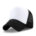 Schwarz-weiße Trucker-Mütze mit atmungsaktivem Mesh und hohem Frontpanel für den Sonnenschutz - Standardgröße (56-59cm) / High Profile Vertikales Mesh (H0025) / Schwarz Weiß