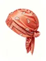 Bandana elastica a bandana con motivo paisley arancione e nastro laterale - Taglia unica / Arancione