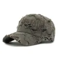 Vintage distressed baseballpet met grijze graffiti print en gescheurde details - Stijl 4 / donkergrijs