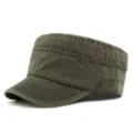 Verwassen olijfgroene militaire pet van katoen met stoere metalen klinknageldetails - Geschikt voor Hoofdomtrek 55-60cm / Stijl 4 Grijs