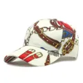 Modieuze honkbalpet met vintage paardensport riem- en kettingprint - Stijl 6 / Wit
