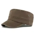 Vintage gewassen katoenen bruine militaire pet voor optimale zonbescherming buiten - Geschikt voor Hoofdomtrek 55-60cm / Stijl 5 Koffiegroen