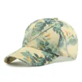 Stijlvolle honkbalpet met bloemenprint, gestructureerde kroon en gebogen rand voor zonbescherming - Stijl 7 / Khaki Geel Bloemen