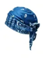Berretto bandana pirata blu elastico con motivo paisley bianco per sport e ciclismo - Taglia unica / Blu jeans
