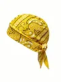 Cappello da pirata giallo vivace con motivo paisley e bandana elastica sportiva - Taglia Unica (55-60cm) / Giallo Medio