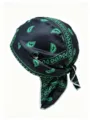 Cappello da pirata elastico con motivo paisley nero e verde per ciclismo e sport - Taglia Unica (55-60cm) / Nero con Paisley verde scuro