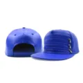 Vibrant blue PU leather hip-hop snapback hat featuring a unique triple zipper design - Rear Plastic Buckle / Royal Blue